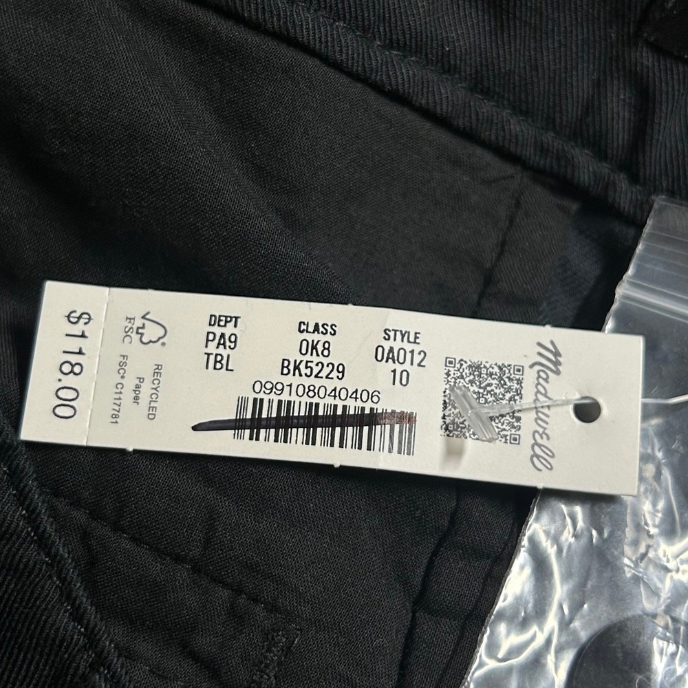 Madewell Women's True Black Barrel Leg Drapey Twill Career Dress Pants 10 New - Picture 8 of 9